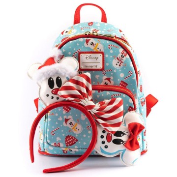 Set Mochila + Diadema orejas Mickey Minnie Snowman Disney Loungefly 26cm