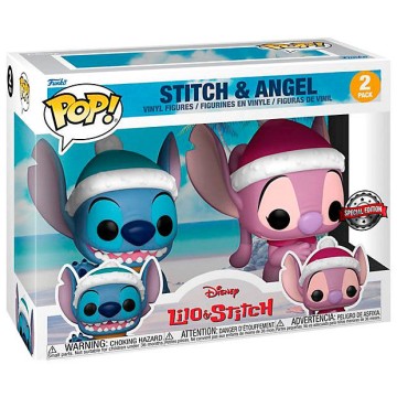 Set 2 figuras POP Disney Lilo & Stitch - Stitch & Angel Winter Exclusive