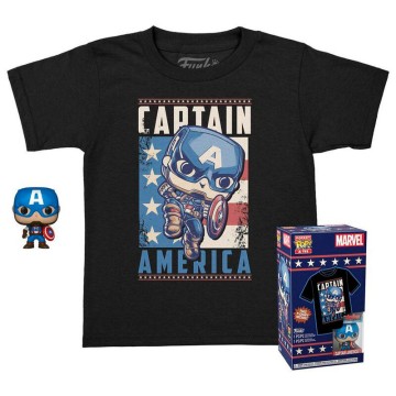 Set figura Pocket POP & Tee Marvel Capitan America