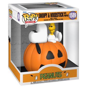 Figura POP Deluxe Peanuts Snoopy & Woodstock with Pumpkin