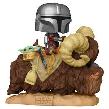 Funko POP Star Wars The Mandalorian Mando on Bantha with Child in Bag